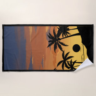Tropical Hawaiian Coconut Palm Paradise Beach Towel