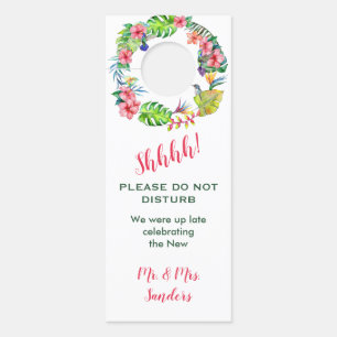 Tropical Hawaiian Colourful Hibiscus Wedding Guest Door Hanger