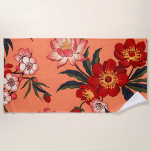 “Tropical Hawaiian Floral Beach Towel