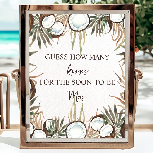 Tropical Hawaiian Floral & Coconut Bridal Shower Poster (Creator Uploaded)