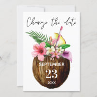 Tropical Hawaiian Floral Coconut Change the Date