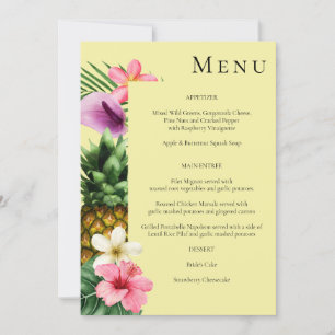 Tropical Hawaiian Floral Menu- Yellow Invitation