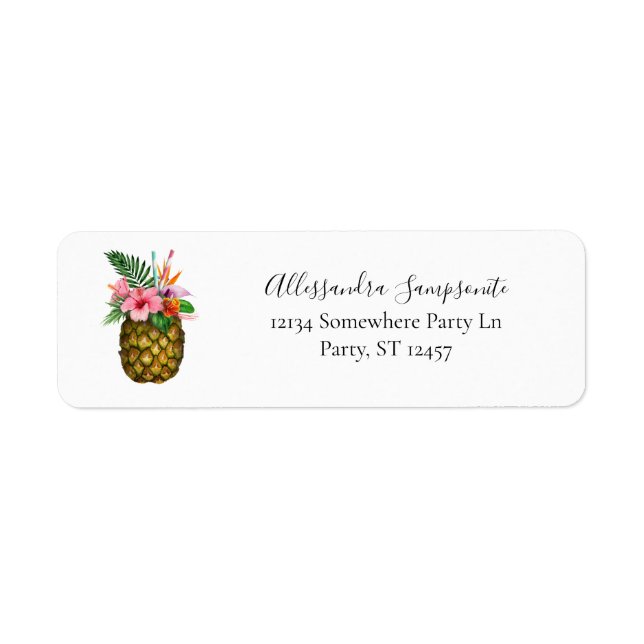 Tropical Hawaiian Floral & Pineapple Return Addres (Front)