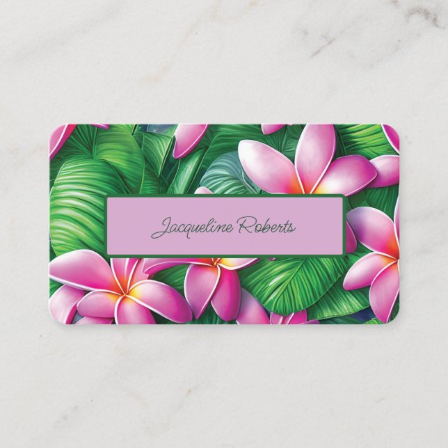 Tropical Hawaiian Flowers Hair Stylist  Business Card (Front)