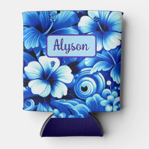 Tropical Hawaiian Flowers Hibiscus Personalised Can Cooler
