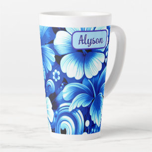 Tropical Hawaiian Flowers Hibiscus Personalised Latte Mug