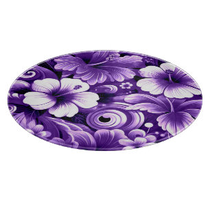 Tropical Hawaiian Flowers Hibiscus Purple Pattern Cutting Board