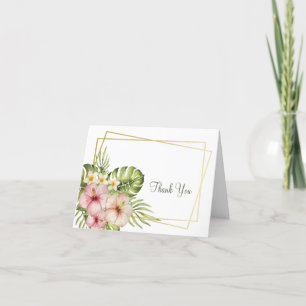 Tropical Hawaiian Flowers Wedding Thank You Card