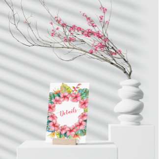 Tropical Hawaiian Hibiscus Details Wedding Enclosure Card