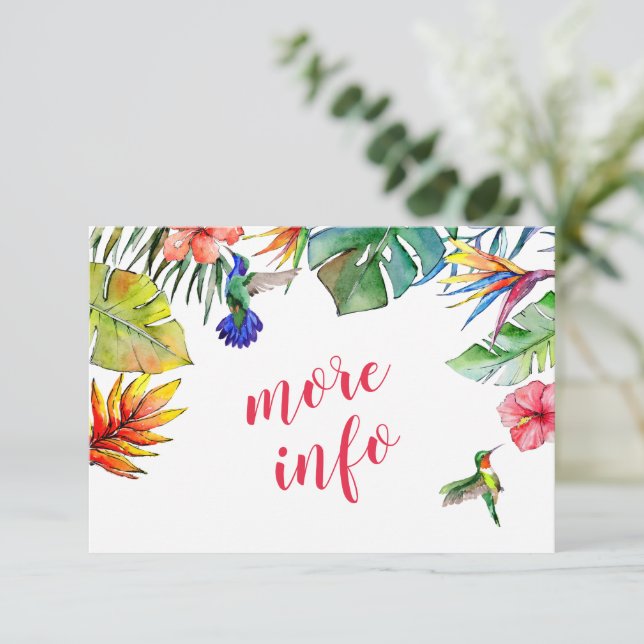 Tropical Hawaiian Hibiscus More Info Wedding Enclosure Card (Standing Front)