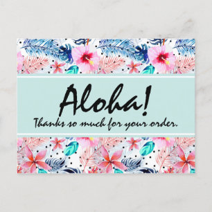 Tropical Hawaiian Hibiscus & Palm Leaf Thank You Postcard