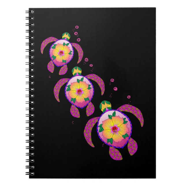 Tropical Hawaiian Honu Turtles Notebook (Front)
