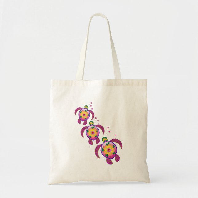 Tropical Hawaiian Honu Turtles Tote Bag (Front)