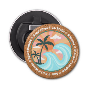 Tropical Hawaiian Island Palm Trees Good Vibes Bottle Opener