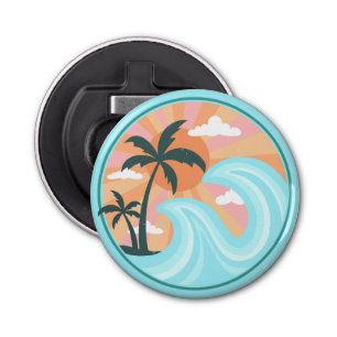 Tropical Hawaiian Island Palm Trees Good Vibes Bottle Opener