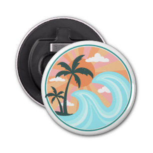 Tropical Hawaiian Island Palm Trees Good Vibes Bottle Opener