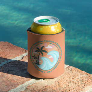 Tropical Hawaiian Island Palm Trees Good Vibes Can Cooler