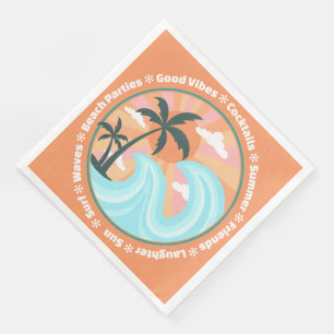 Tropical Hawaiian Island Palm Trees Good Vibes Napkin