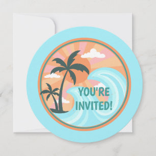 Tropical Hawaiian Island Palm Trees Invitation