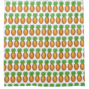 Tropical Hawaiian Island Pineapple Beach Print Shower Curtain