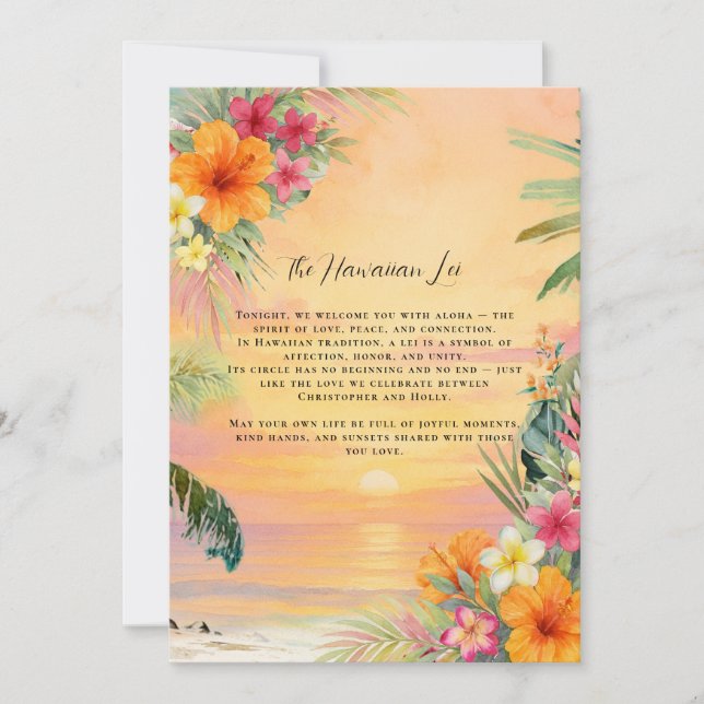 Tropical Hawaiian Lei Meaning Card  (Front)
