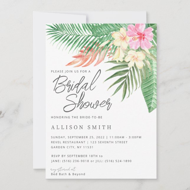 Tropical Hawaiian Luau Bridal Shower Invitation (Front)