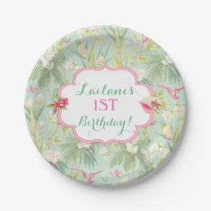 Tropical Hawaiian Luau Hibiscus Flowers Paper Plate