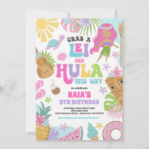 Tropical Hawaiian Luau Pool Birthday Invitation