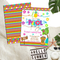 Tropical Hawaiian Luau Pool Party Kid's Birthday