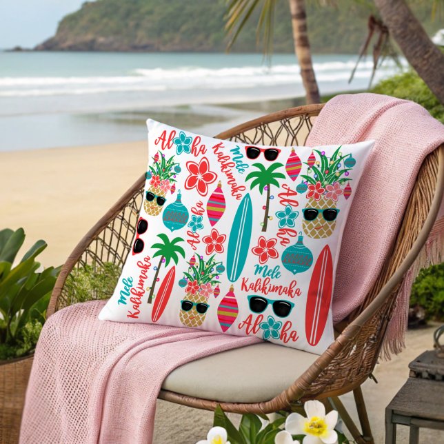Tropical Hawaiian Mele Kalikimaka Christmas Cushion (Creator Uploaded)
