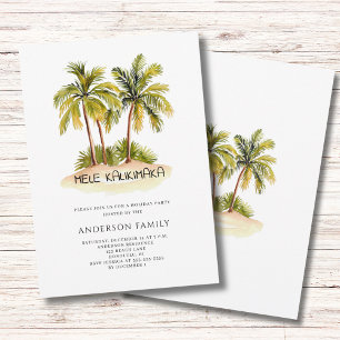 Tropical Hawaiian Mele Kalikimaka Christmas Party Invitation