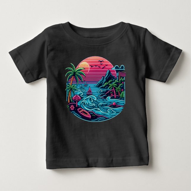 Tropical/Hawaiian neon beach Baby T-Shirt (Front)