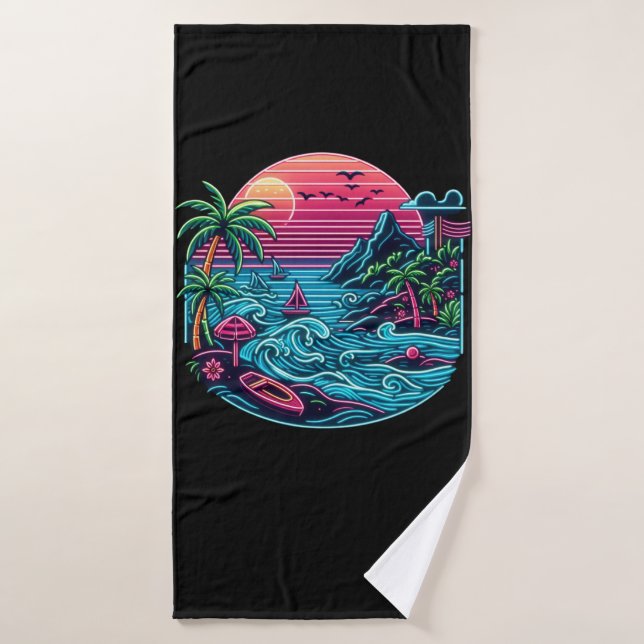 Tropical/Hawaiian neon beach Bath Towel (Bath Towel)