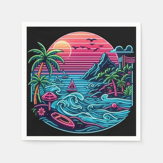 Tropical/Hawaiian neon beach Napkin (Front)
