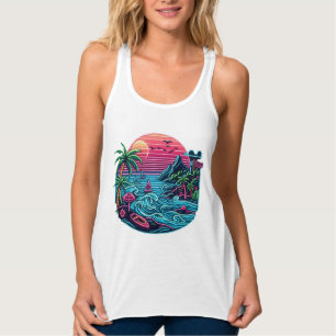 Tropical/Hawaiian neon beach Singlet