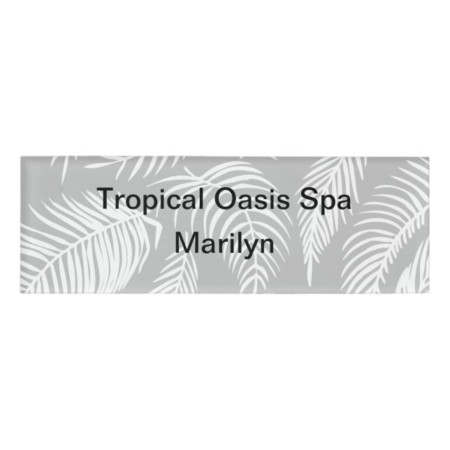 Tropical Hawaiian Palm Tree Leaves Spa Name Tag (Front)