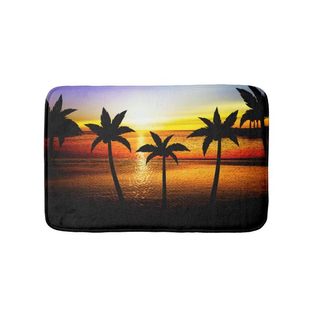 Tropical Hawaiian Palm Trees Bath Mat (Front)