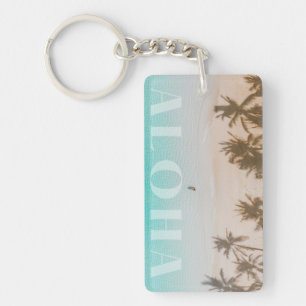 Tropical Hawaiian Paradise "Aloha" Custom Key Ring
