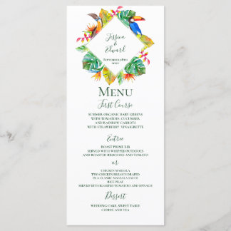 Tropical Hawaiian Paradise Floral Wedding Menu