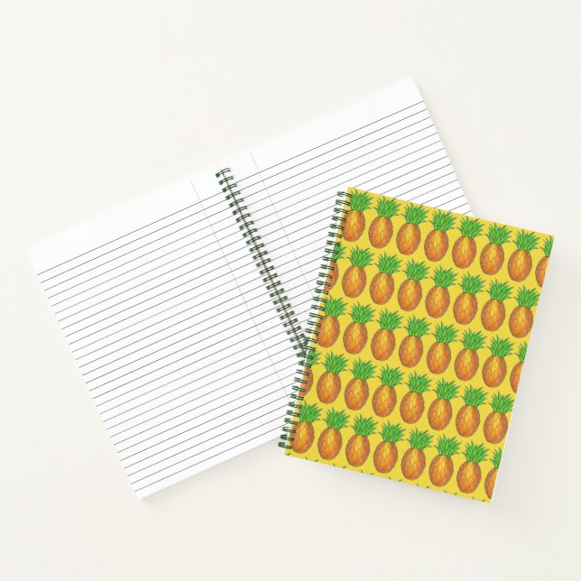 Tropical Hawaiian Pineapple Fruit Island Yellow Notebook (Inside)