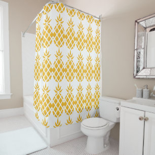 Tropical Hawaiian Pineapple Patterned Shower Curtain