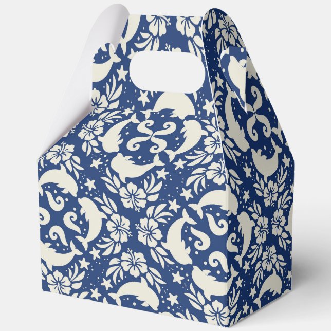 Tropical hawaiian print dolphins favour box (Front)