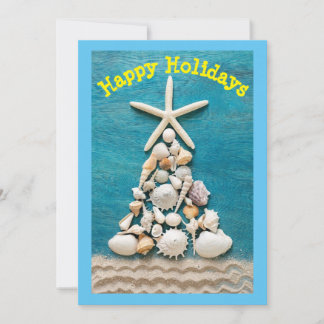 Tropical Hawaiian Shells Flat Holiday Card