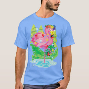 Tropical Hawaiian Summer Pink Flamingo Xmas Lights T-Shirt