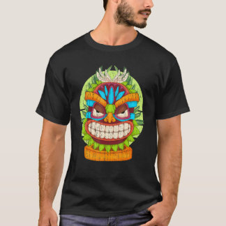 Tropical Hawaiian Tiki Mask Polynesian Luau Party  T-Shirt
