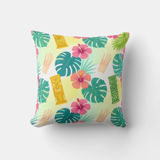 Tropical Hawaiian Tiki Pattern for Parties Wedding Cushion (Front)