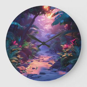 Tropical Hawaiian Walking Path  Large Clock