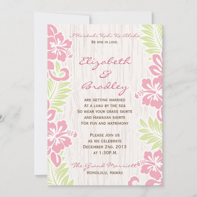 Tropical Hawaiian Wedding Invitation (Front)