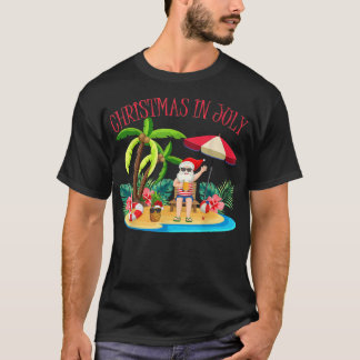 Tropical Hawaiian Xmas Summer Santa Christmas In J T-Shirt