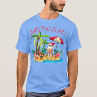Tropical Hawaiian Xmas Summer Santa Christmas In J T-Shirt